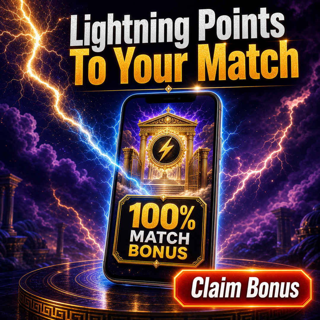 100% Match Bonus Lightning Card